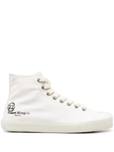 Shop Maison Margiela Tabi High-top Canvas Sneakers In White