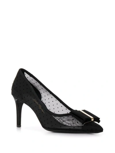 Shop Ferragamo Vara Bow Mesh Pumps In Black