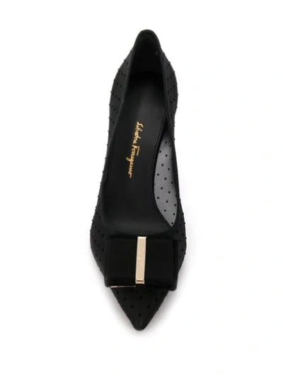 Shop Ferragamo Vara Bow Mesh Pumps In Black