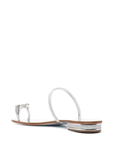 Shop Casadei Crystal Toe Strap Sandals In Grey