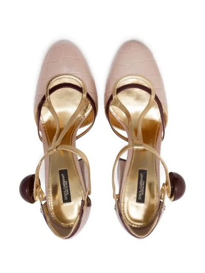 Shop Dolce & Gabbana T-bar High-heel Sandals In Neutrals