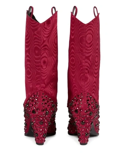 Shop Gucci Crystal-embellished Cowboy Boots In Red