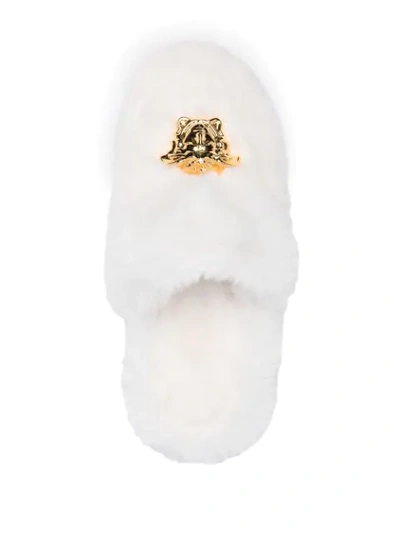 Shop Versace Palazzo Slippers In White