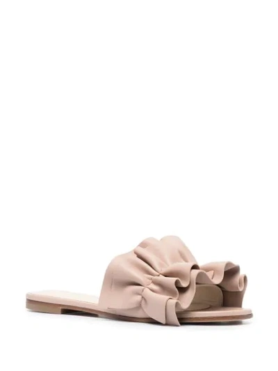 Shop Fabiana Filippi Ruffle Leather Mule Sandals In Neutrals