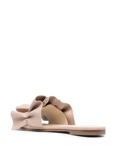 Shop Fabiana Filippi Ruffle Leather Mule Sandals In Neutrals