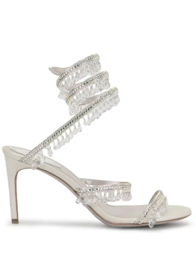 Shop René Caovilla Cleo Embellished 80mm Sandals In Silver