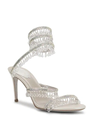 Shop René Caovilla Cleo Embellished 80mm Sandals In Silver