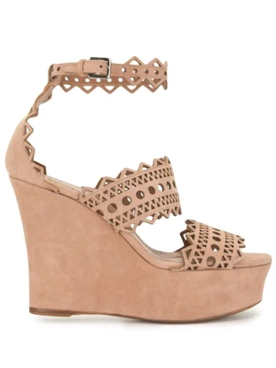 Pre-owned Alaïa Cut-out Wedge Sandals In Pink