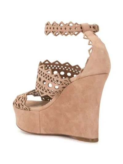 Pre-owned Alaïa Cut-out Wedge Sandals In Pink