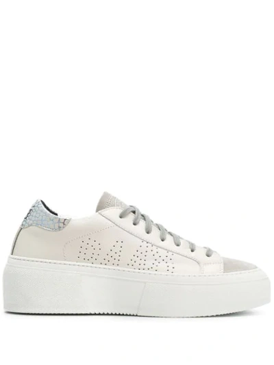 Shop P448 Perforated Lace Up Sneakers In White