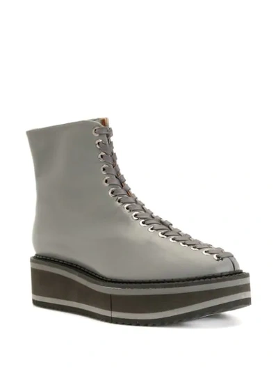Shop Clergerie Brodie Flatform Leather Boots In Grey