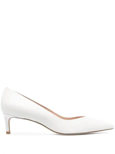 Shop Stuart Weitzman Anny Pointed-toe Pumps In White