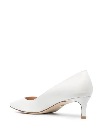 Shop Stuart Weitzman Anny Pointed-toe Pumps In White