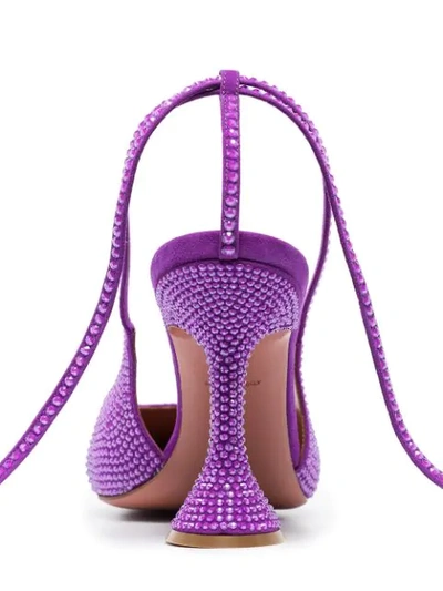 Shop Amina Muaddi Karma 95mm Crystal-embellished Slingback Pumps In Purple