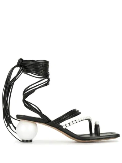 Shop Jw Anderson Pearl Wrap Ankle Sandals In White