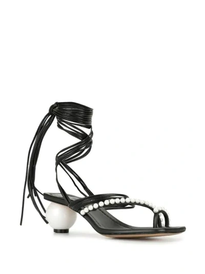 Shop Jw Anderson Pearl Wrap Ankle Sandals In White