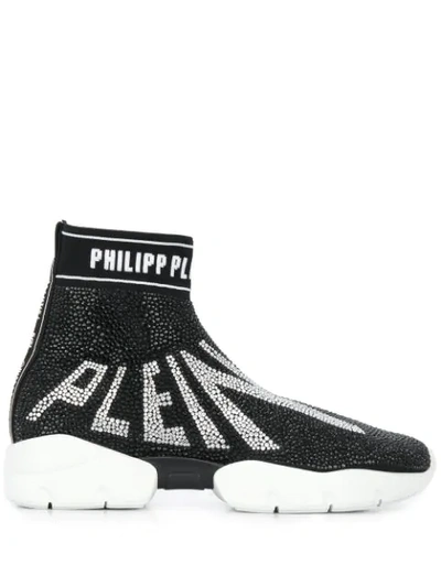 Shop Philipp Plein Crystal Plein Hi-top Sneakers In Black