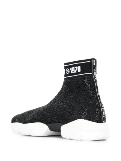Shop Philipp Plein Crystal Plein Hi-top Sneakers In Black