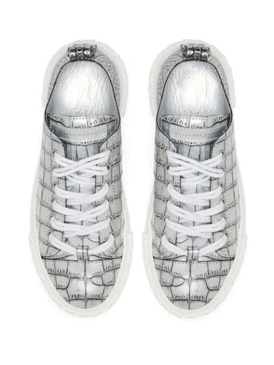 Shop Giuseppe Zanotti Blabber Crocodile Embossed Sneakers In Silver