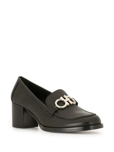 Ferragamo Rolo Loafer Pumps With Reversible Gancini Bit In Black