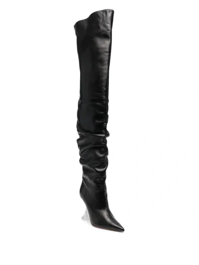 Amina Muaddi Olivia Leather Over-the-knee Boots In Black