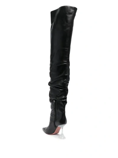 Amina Muaddi Olivia Leather Over-the-knee Boots In Black