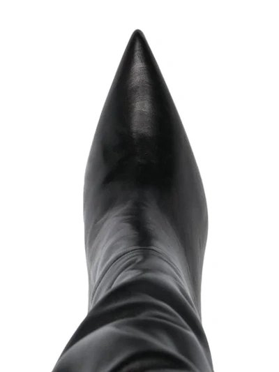 Amina Muaddi Olivia Leather Over-the-knee Boots In Black