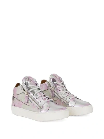 Shop Giuseppe Zanotti Metallic Lace-up Sneakers In Pink