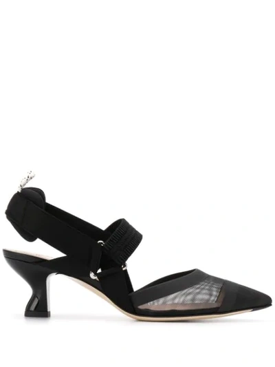 Fendi Colibrì Ff Motif Slingback Pumps In Black