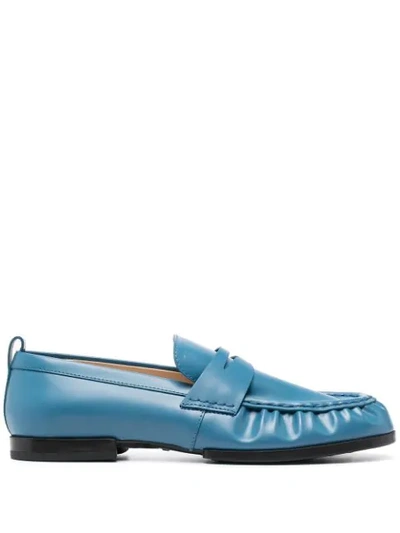 Tod's Soft Leather Penny Loafers In Blue