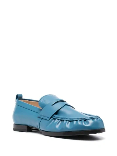 Tod's Soft Leather Penny Loafers In Blue