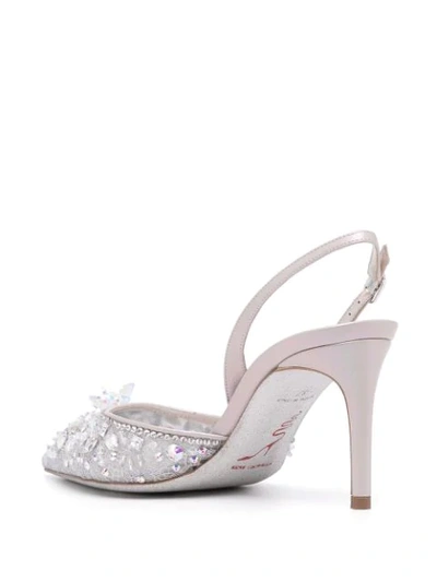 Shop René Caovilla Cinderella 75mm Crystal-embellished Pumps In Grey