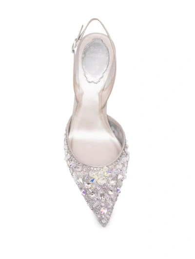 Shop René Caovilla Cinderella 75mm Crystal-embellished Pumps In Grey