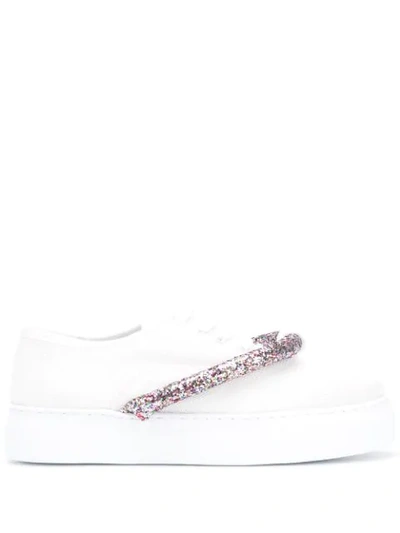 Shop Joshua Sanders Glitter-strap Sneakers In White