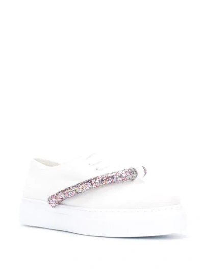 Shop Joshua Sanders Glitter-strap Sneakers In White