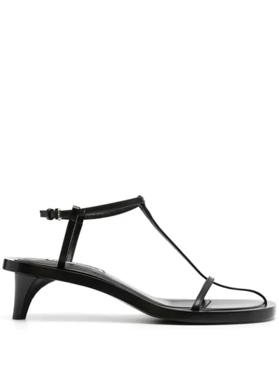Shop Jil Sander 45mm T-bar Leather Sandals In Black