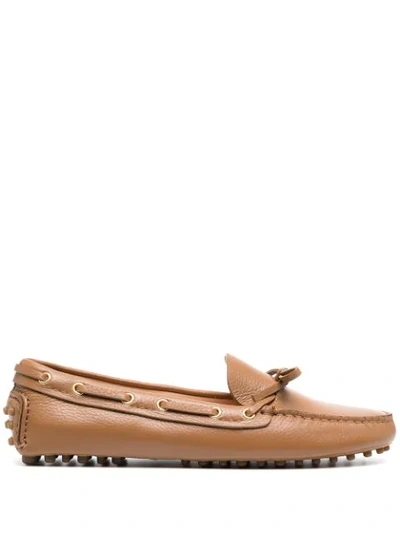 Shop Car Shoe Slip-on Leather Loafers In Brown