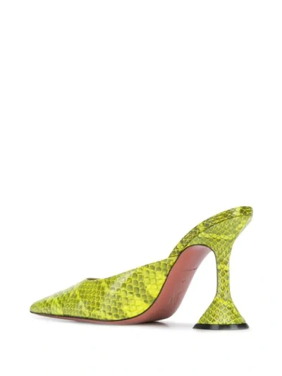 Shop Amina Muaddi Fiona 105mm Snakeskin-effect Mules In Yellow