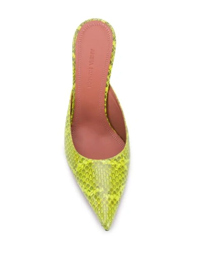 Shop Amina Muaddi Fiona 105mm Snakeskin-effect Mules In Yellow