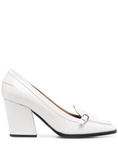 Shop Emporio Armani Square-toe Heeled Loafers In Neutrals