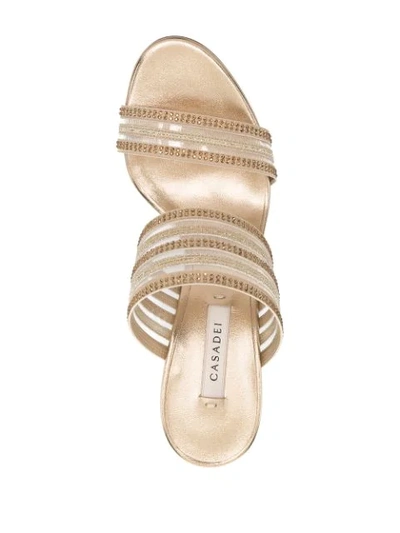 Shop Casadei Metallic-print Crystal-embellished Sandals In Neutrals
