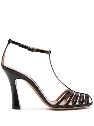 Shop Emporio Armani T-bar Heeled Pumps In Black