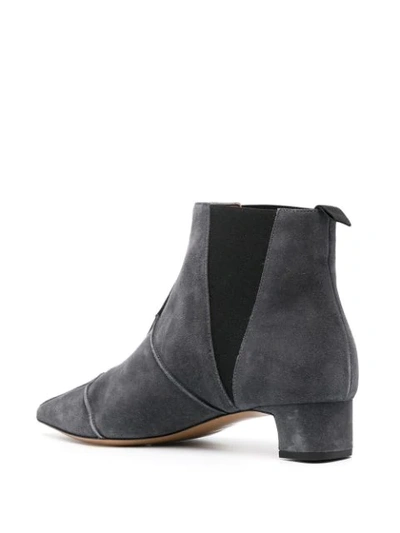 Shop Emporio Armani Panelled Pointed Toe Ankle Boots In Grey