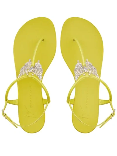 Shop Giuseppe Zanotti Farifu Crystal-embellished Sandals In Yellow