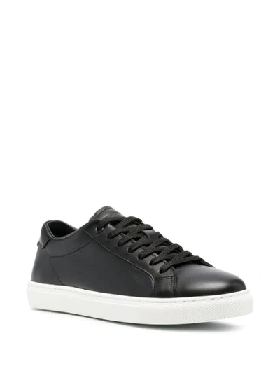 Shop Emporio Armani Low-top Leather Sneakers In Black