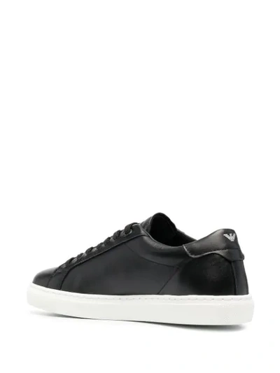 Shop Emporio Armani Low-top Leather Sneakers In Black