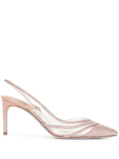 Shop René Caovilla Naomi 75mm Slingback Pumps In Pink