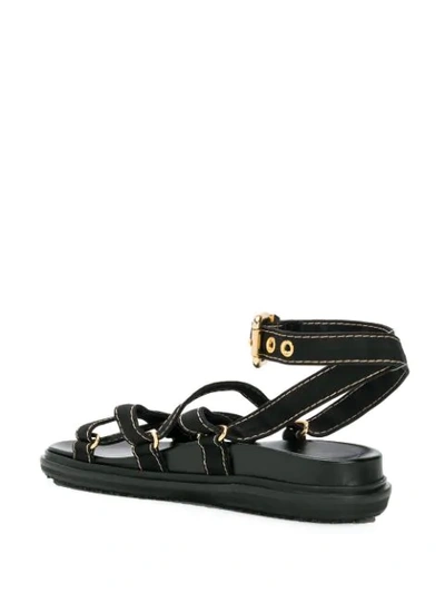 Shop Marni Strappy Buckled Sandals In Black