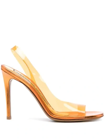 Shop Alexandre Vauthier Amber Ghost Transparent Sandals In Orange