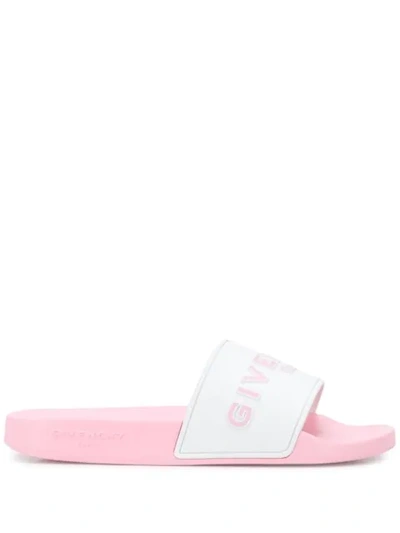 Shop Givenchy Logo Detail Slides In Pink